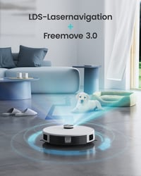 Lefant M1 2 u 1 robotski usisavač i uređaj za brisanje podova, 5500Pa, LiDAR navigacija, mapiranje više katova, WiFi, Alexa, bijeli 7