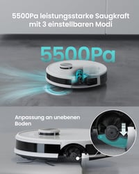 Lefant M1 2 u 1 robotski usisavač i uređaj za brisanje podova, 5500Pa, LiDAR navigacija, mapiranje više katova, WiFi, Alexa, bijeli 5
