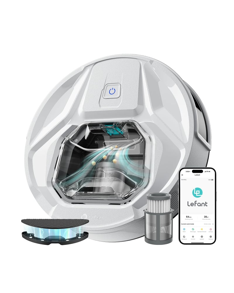 Lefant M320 Robotporszívó Felmosó Funkcióval, 6000Pa Szívóerő, Akadályfelismerés, Szőnyegérzékelés, Tiltott Zónák, App/Alexa Vezérlés, Állati Szőr és Haj ellen