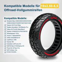 LEFELWEL 60/70-6.5 Plná pneumatika 10x2.50 pre kolobežky Ninebot Max G30/G30 D2/F2 Pro D/E3 Pro D/Xiaomi 5, 10-palcová, odolná proti defektu, protišmyková, červená 3