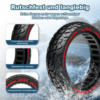 LEFELWEL 60/70-6.5 Plná pneumatika 10x2.50 pre kolobežky Ninebot Max G30/G30 D2/F2 Pro D/E3 Pro D/Xiaomi 5, 10-palcová, odolná proti defektu, protišmyková, červená 6
