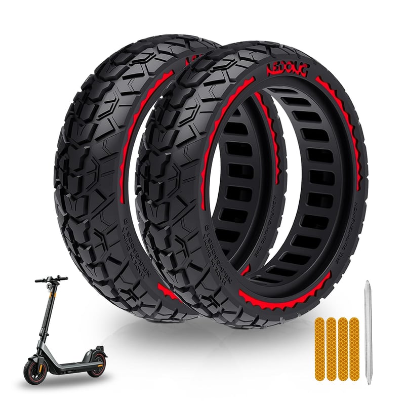 LEFELWEL 60/70-6.5 Plná pneumatika 10x2.50 pre kolobežky Ninebot Max G30/G30 D2/F2 Pro D/E3 Pro D/Xiaomi 5, 10-palcová, odolná proti defektu, protišmyková, červená