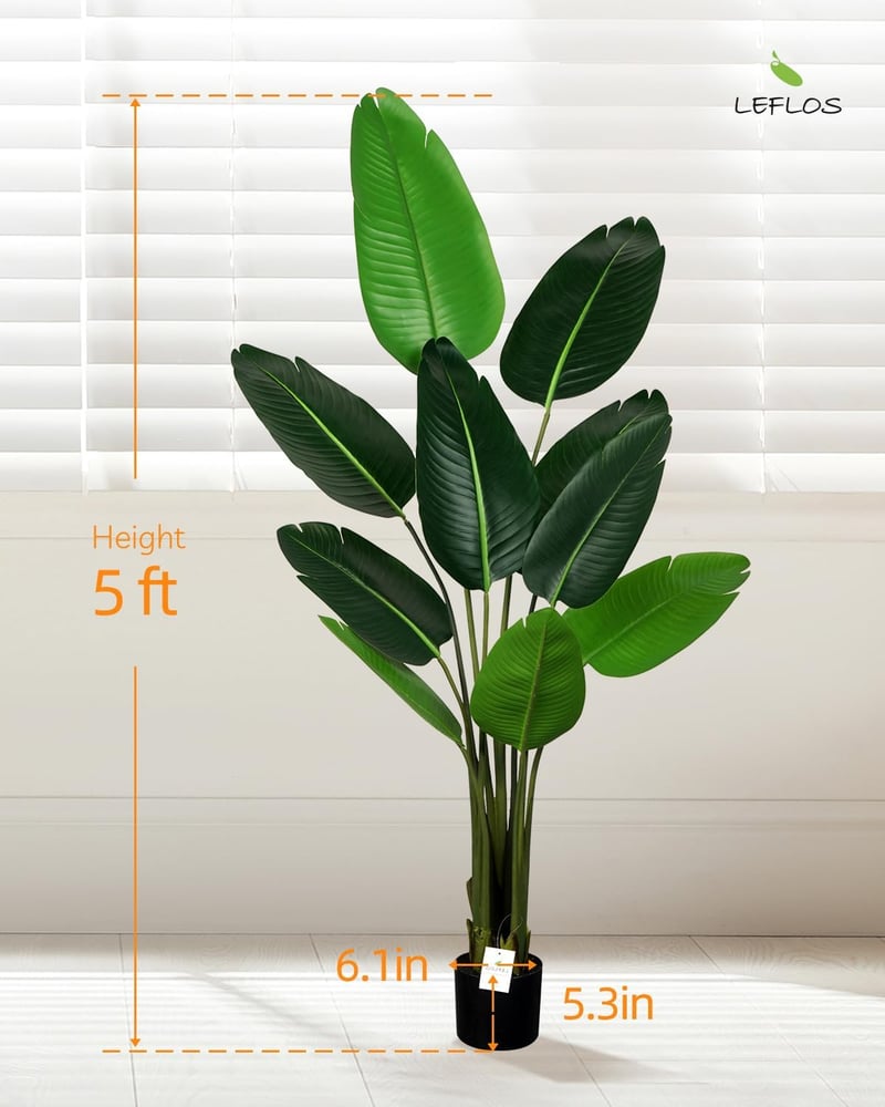 Leflos 150 cm Műnövény Paradicsommadár Virág 10 Állítható Levéllel - Élethű Strelitzia Reginae Beltéri Dekoráció Irodába, Otthonba