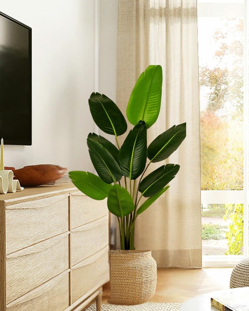 Leflos 150 cm Műnövény Paradicsommadár Virág 10 Állítható Levéllel - Élethű Strelitzia Reginae Beltéri Dekoráció Irodába, Otthonba