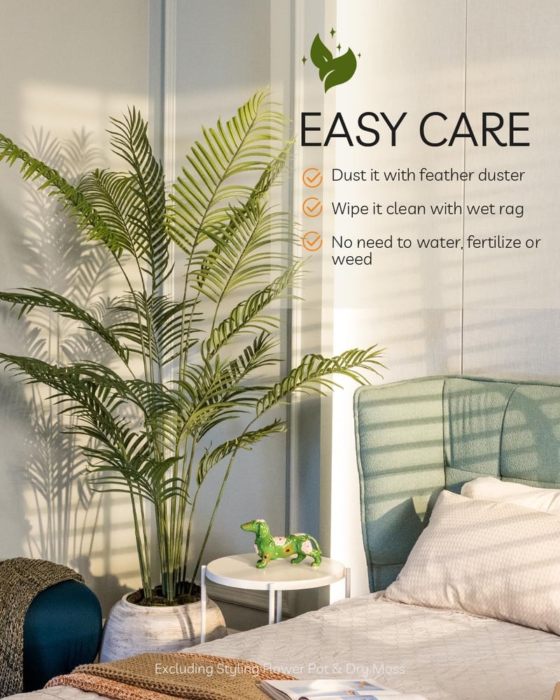 Leflos 150 cm Műpálma Dypsis Lutescens - Beltéri Dekorációs Növény 13 Állítható Törzzsel Irodába, Otthonba, Üzletbe - Élethű Műnövény Fekete