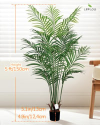 Leflos 150 cm Műpálma Dypsis Lutescens - Beltéri Dekorációs Növény 13 Állítható Törzzsel Irodába, Otthonba, Üzletbe - Élethű Műnövény Fekete 6