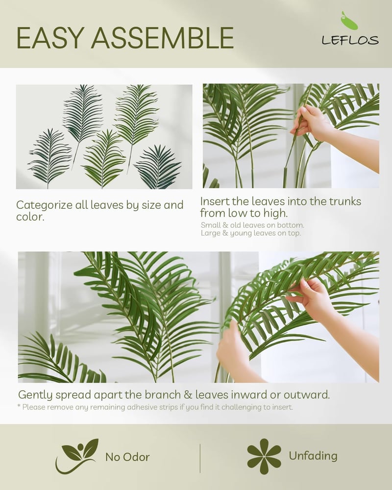 Leflos 150 cm Műpálma Dypsis Lutescens - Beltéri Dekorációs Növény 13 Állítható Törzzsel Irodába, Otthonba, Üzletbe - Élethű Műnövény Fekete