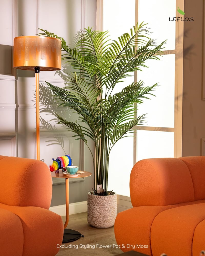 Leflos 150 cm Műpálma Dypsis Lutescens - Beltéri Dekorációs Növény 13 Állítható Törzzsel Irodába, Otthonba, Üzletbe - Élethű Műnövény Fekete