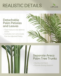 Leflos 150 cm Műpálma Dypsis Lutescens - Beltéri Dekorációs Növény 13 Állítható Törzzsel Irodába, Otthonba, Üzletbe - Élethű Műnövény Fekete 4