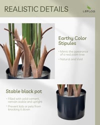 Leflos 150 cm Műpálma Dypsis Lutescens - Beltéri Dekorációs Növény 13 Állítható Törzzsel Irodába, Otthonba, Üzletbe - Élethű Műnövény Fekete 5