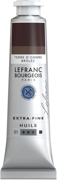 Lefranc Bourgeois Extra Fine olajfesték 40ml - Burnt Umber, művészi minőség - Umbra Burnt, Extra fine oil paint - 40 ml tube 1
