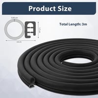 Lefunom 3m Univerzális Ajtótömítés Gumiszalag Autó Hajó Lakóautó Karavánhoz Fekete - 3 m, Side seal 2