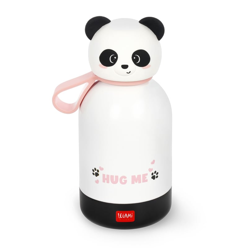 LEGAMI Hot & Cold BFF Gyerek Kulacs Panda Mintával, Dupla Falú 18/8 Rozsdamentes Acél, Légmentes Zárással, 310 ml, 12 óra meleg és 24 óra hi