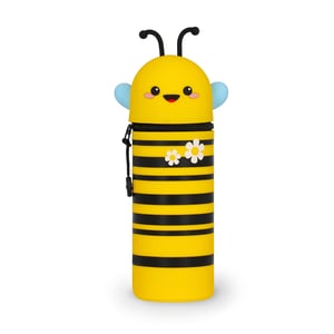 Legami Kawaii Bee silikónový peračník a stojan na perá 2 v 1 so zipsom – 18,5 cm