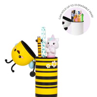 Legami Kawaii Bee silikónový peračník a stojan na perá 2 v 1 so zipsom – 18,5 cm 3