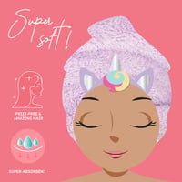 LEGAMI Love My Hair turban na vlasy - Rýchloschnúci uterák na vlasy z mikrovlákna, super absorpčný, na gombík, so vzorom jednorožca 2