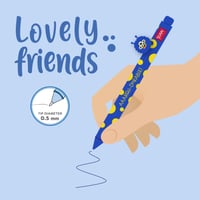 Stilou cu gel cu animale LEGAMI Lovely Friends Monster – cerneală albastră, vârf de 0,5 mm, nu se rostogolește, figurină decorativă detașabilă și combinabilă 3