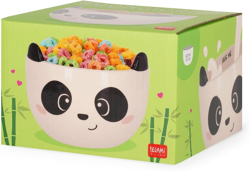 LEGAMI Panda reggelizőpohár, 400 ml, kőedény, mikróhullámú és mosogatógépbiztos