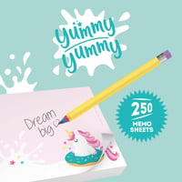 Bloc de notițe detașabile Legami Yummy Yummy Unicorn – 250 de file roz, hârtie certificată FSC, 7x10x7 cm 2