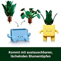 LEGO Botanicals Veselé rastliny 10349 – Dracéna a Pilea, umelé rastliny s farebnými kvetináčmi a vymeniteľnými výrazmi tváre, darček pre dievčatá 5