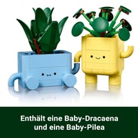 LEGO Botanicals Veselé rastliny 10349 – Dracéna a Pilea, umelé rastliny s farebnými kvetináčmi a vymeniteľnými výrazmi tváre, darček pre dievčatá 4