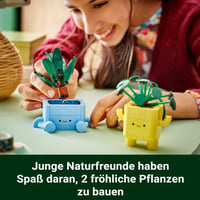 LEGO Botanicals Veselé rastliny 10349 – Dracéna a Pilea, umelé rastliny s farebnými kvetináčmi a vymeniteľnými výrazmi tváre, darček pre dievčatá 3