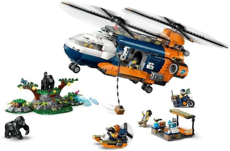 LEGO City Dzsungel Felfedező Helikopter - 881 Elemes Építőjáték 8+ Gyerekeknek, 5 Minifigurával és 3 Gorillával, 60437
