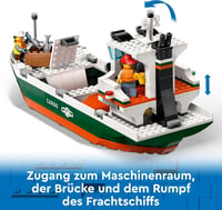 LEGO City Kikötő Teherhajóval - Építőjáték 8+ Gyerekeknek, 1226 Elemmel, Konténerdaruval, Hajóval és 8 Minifigurával, 60422 3