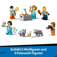 LEGO City Camion de Laborator Arctic 60471 - Vehicul de Explorare cu Direcție și Suspensie, Snowmobil, 5 Minifigurine și 3 Lupi 6