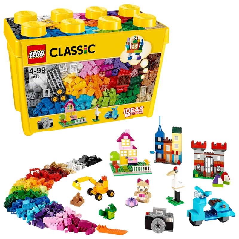 LEGO Classic 10698 Veľký box s kockami – 33 farieb, kreatívne stavebnicové kocky v úložnom boxe, darček pre deti od 4 rokov