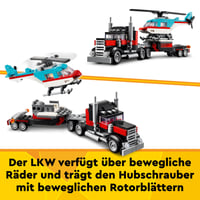 LEGO Creator 3 v 1 Plošinové nákladné auto s helikoptérou 31146 – Stavebnica prestaviteľná na lietadlo a cisternu, Hot Rod a SUV, pre deti od 7 rokov 3