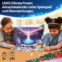 LEGO Disney Adventný kalendár Ľadové kráľovstvo 2025 (43273) – 24 vianočných prekvapení s minibábikami Anny a Elsy a figúrkami zvieratiek, princeznovská hračka pre dievčatá 2