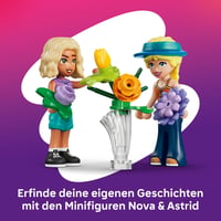 LEGO Friends 42693 Kreatívny obchodík s kvetmi, miniatúrna stavebnica s umelými kvetmi, vázami, kyticami, 2 minifigúrkami a bicyklom, od 7 rokov 5