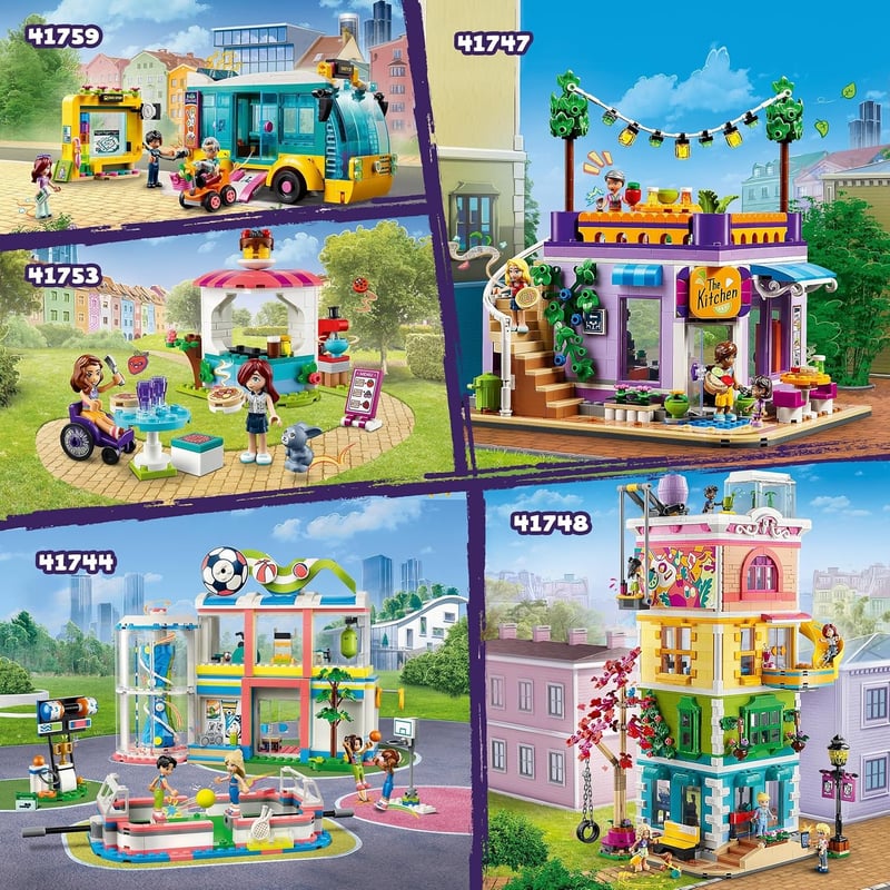 LEGO Friends Heartlake City Közösségi Központ - 5 emeletes kreatív építőjáték 6 minifigurával és kutyával - 9+ éves gyerekeknek - 1513 db - 