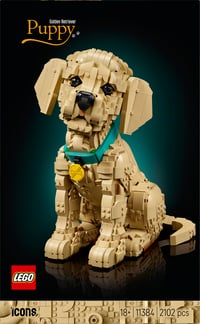 LEGO Icons 11384 Stavebnica šteňaťa zlatého retrievera pre dospelých – 3D figúrka zvieraťa na poličku alebo pracovný stôl – farebný obojok – 30 cm 2