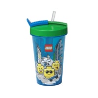 LEGO plava čaša za piće sa slamkom - Periva u perilici posuđa, dječja šalica za izlete, piknike - Dečački dizajn 2