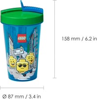 LEGO Kék Ivópohár Szívószállal - Mosogatógépben Mosható Gyerek Bögre Kiránduláshoz, Piknikhez - Fiús Dizájn 4