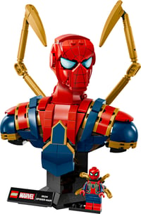 LEGO Marvel Iron Spider-Man bust 76326 – S pohyblivými ramenami, otáčateľnou hlavou a minifigúrkou Iron Mana – Zberateľský model pre dospelých 10