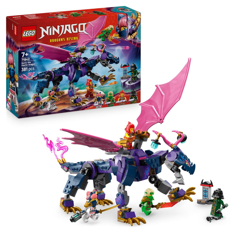 LEGO NINJAGO 71842 Dragonul Maestru Rontu - Figurină dragon articulată cu lansatoare, 4 minifigurine (Lloyd, Sora și Wyldfyre) - Jucărie ninja pentru copii de 7+ ani