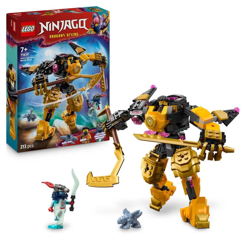 LEGO NINJAGO Arinov nindža mech 71839 – stavebnica nindža mecha s pohyblivými časťami, 2 minifigúrkami a figúrkou draka Baby Ryua, od 7 rokov