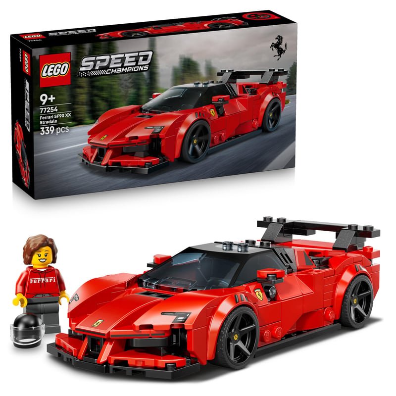 Stavebnica športového auta LEGO Speed Champions Ferrari SF90 XX Stradale – 77254 – so zberateľskou minifigúrkou pretekára, od 9 rokov, pre fanúšikov motoršportu