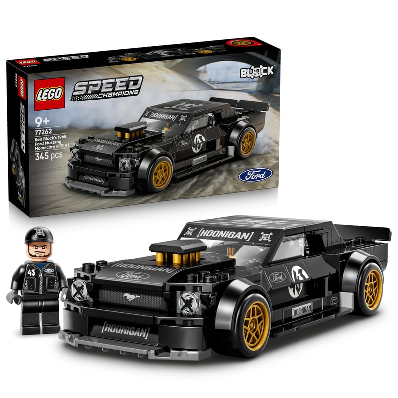 LEGO Speed Champions Ken Block 1965 Ford Mustang Hoonicorn V1 77262 Muscle Car, set de construcție cu minifigurină pentru colecționari și băieți de la 9 ani în sus