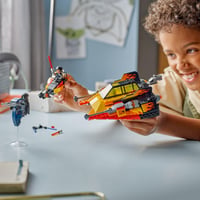 Stavebnica LEGO Star Wars 75414 Snowspeeder Force Burner s 3 minifigúrkami, svetelnými mečmi a speeder bikom, od 7 rokov 8