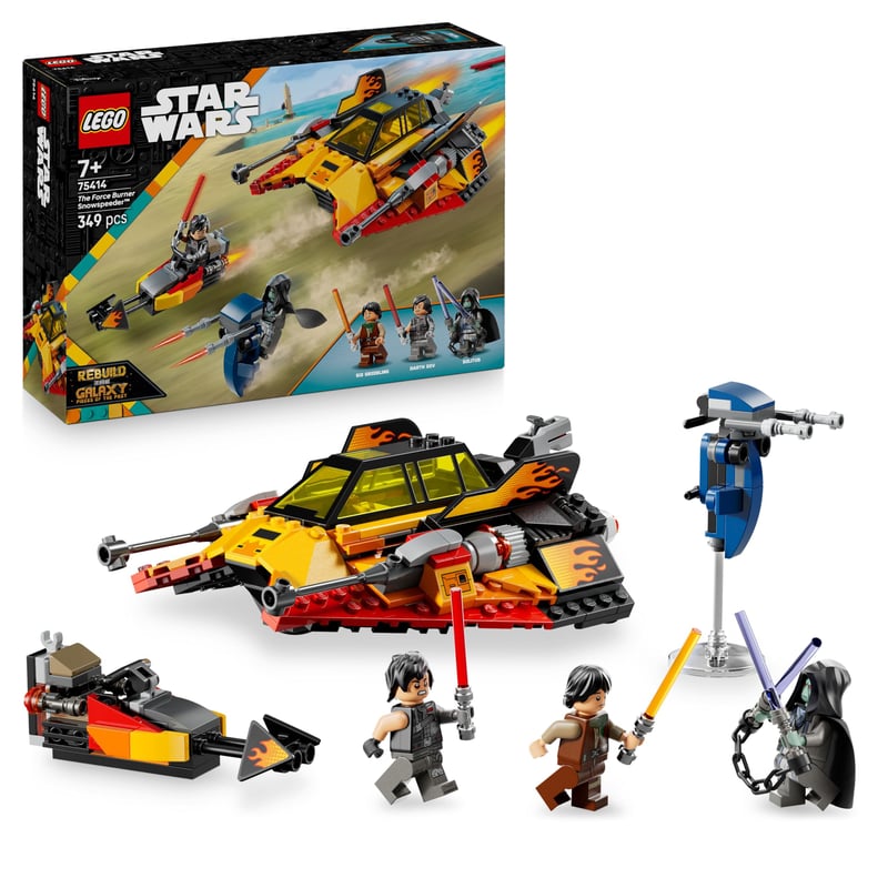Stavebnica LEGO Star Wars 75414 Snowspeeder Force Burner s 3 minifigúrkami, svetelnými mečmi a speeder bikom, od 7 rokov