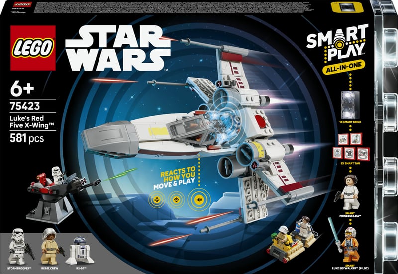 LEGO Star Wars 75423 Lukeov X-Wing Red Five interaktivni set za slaganje sa SMART Brick tehnologijom za djecu od 6 godina naviše