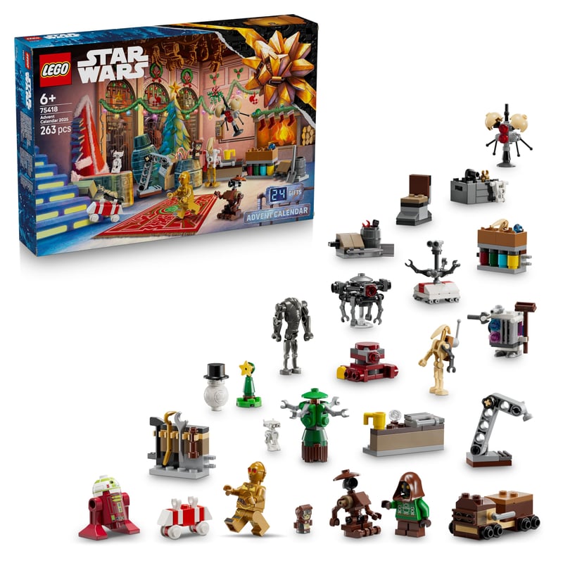 LEGO Star Wars Adventný kalendár 2025 (75418) – Vianočná hračka s 24 prekvapeniami, 2 minifigúrkami a 5 figúrkami droidov, od 6 rokov