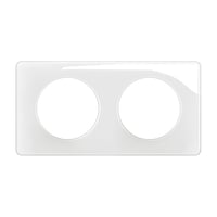 Legrand Céliane Biela smaltovaná krycia doska pre zásuvky a vypínače – 2-násobný rámik, 10,5x18,5 cm, nacvakávacie upevnenie 2
