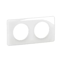 Legrand Céliane Biela smaltovaná krycia doska pre zásuvky a vypínače – 2-násobný rámik, 10,5x18,5 cm, nacvakávacie upevnenie 1