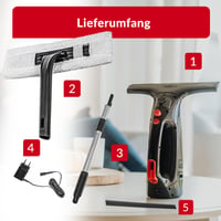 Aparat de curățat geamuri cu acumulator Lehmann cu lamelă de cauciuc, aspirator de geamuri fără fir 25 cm, set electric de curățat geamuri cu pulverizator, rezervor 100 ml, tijă telescopică și lavetă din microfibră 5