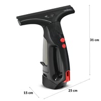 Aparat de curățat geamuri cu acumulator Lehmann cu lamelă de cauciuc, aspirator de geamuri fără fir 25 cm, set electric de curățat geamuri cu pulverizator, rezervor 100 ml, tijă telescopică și lavetă din microfibră 9